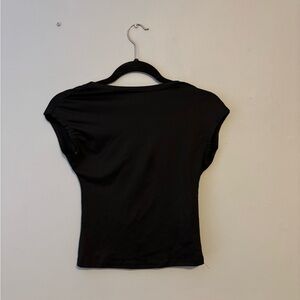 Black Fitted Cap Sleeve Backless T-Shirt